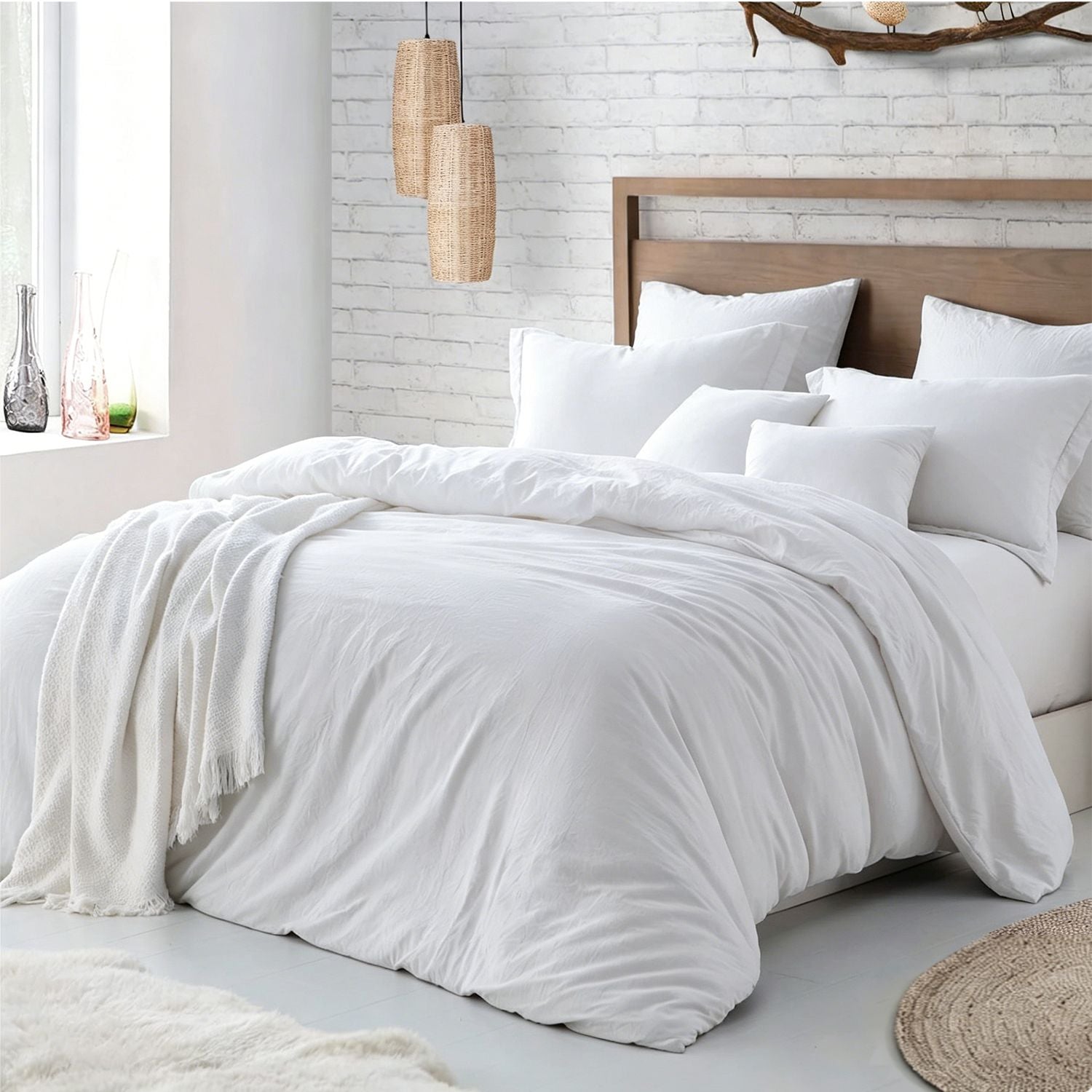 Hotel Soft Microfiber Duvet Cover Set-2000TC Quilt Cover Set & Pillowcases -1 Donna Cover Zipper Closure & 1 x Pillowcases-Breathable Bedding - Wrinkle, Fade, Stain Resistant(White,Super King)