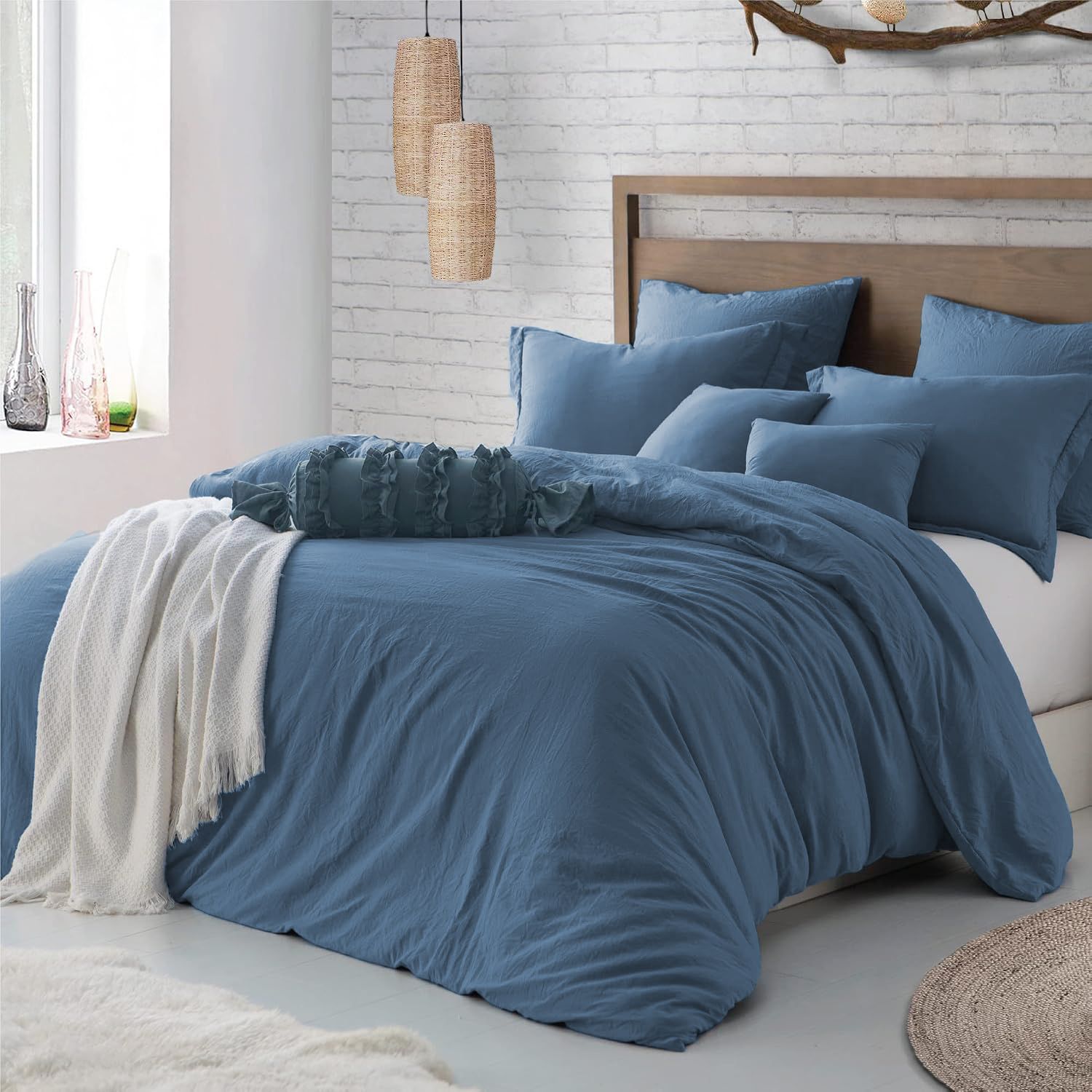 Hotel Soft Microfiber Duvet Cover Set-2000TC Quilt Cover Set & Pillowcases -1 Donna Cover Zipper Closure & 1 x Pillowcases-Breathable Bedding - Wrinkle, Fade, Stain Resistant(Ocean,Super King)
