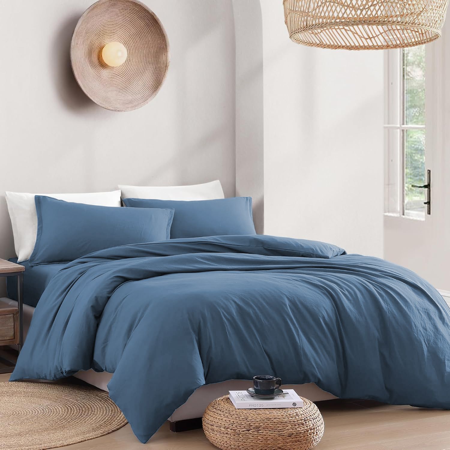Hotel Soft Microfiber Duvet Cover Set-2000TC Quilt Cover Set & Pillowcases -1 Donna Cover Zipper Closure & 1 x Pillowcases-Breathable Bedding - Wrinkle, Fade, Stain Resistant(Ocean,Super King)