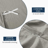 Hotel Soft Microfiber Duvet Cover Set-2000TC Quilt Cover Set & Pillowcases -1 Donna Cover Zipper Closure & 1 x Pillowcases-Breathable Bedding - Wrinkle, Fade, Stain Resistant(Grey,Super King)