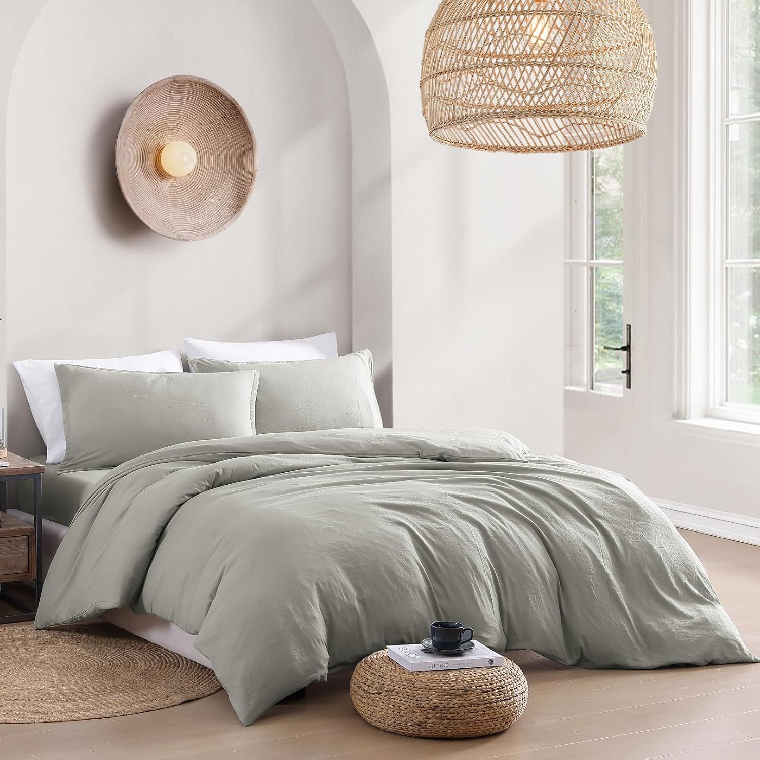 Hotel Soft Microfiber Duvet Cover Set-2000TC Quilt Cover Set & Pillowcases -1 Donna Cover Zipper Closure & 1 x Pillowcases-Breathable Bedding - Wrinkle, Fade, Stain Resistant(Grey,Super King)