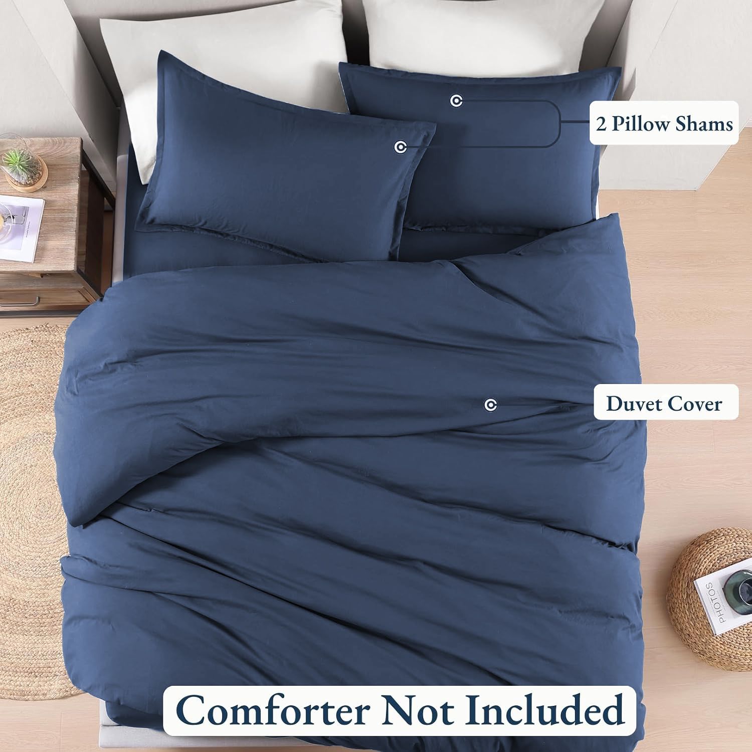 Hotel Soft Microfiber Duvet Cover Set-2000TC Quilt Cover Set & Pillowcases -1 Donna Cover Zipper Closure & 1 x Pillowcases-Breathable Bedding - Wrinkle, Fade, Stain Resistant(Navy,Super King)