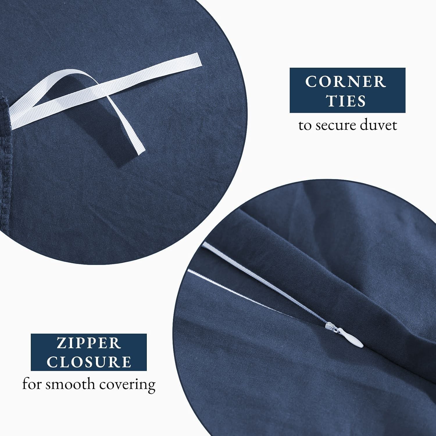 Hotel Soft Microfiber Duvet Cover Set-2000TC Quilt Cover Set & Pillowcases -1 Donna Cover Zipper Closure & 1 x Pillowcases-Breathable Bedding - Wrinkle, Fade, Stain Resistant(Navy,Super King)