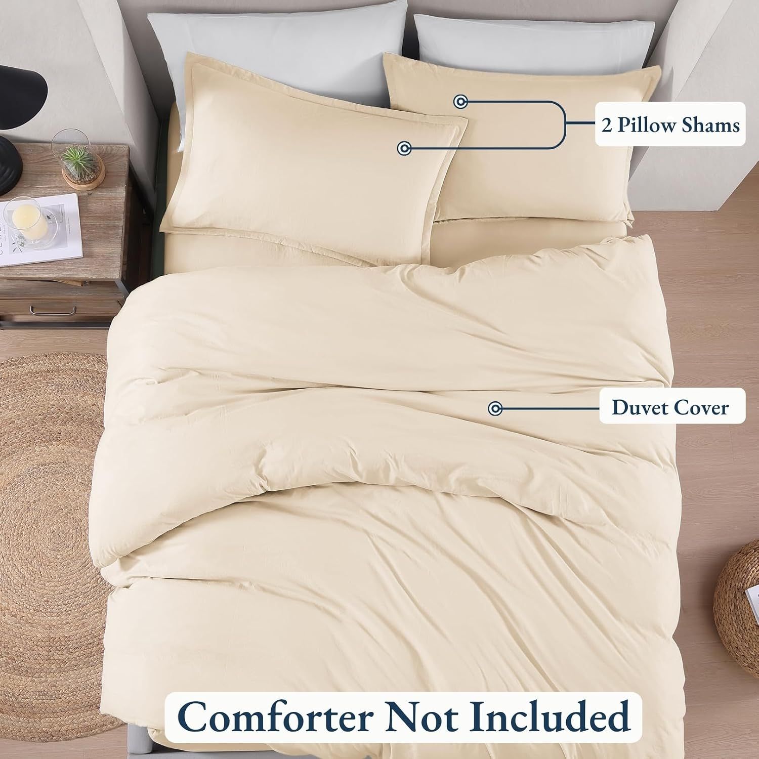 Hotel Soft Microfiber Duvet Cover Set-2000TC Quilt Cover Set & Pillowcases -1 Donna Cover Zipper Closure & 1 x Pillowcases-Breathable Bedding - Wrinkle, Fade, Stain Resistant(Cream White,Super King)