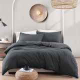 Hotel Soft Microfiber Duvet Cover Set-2000TC Quilt Cover Set & Pillowcases -1 Donna Cover Zipper Closure & 1 x Pillowcases-Breathable Bedding - Wrinkle, Fade, Stain Resistant(Dark gray,Super King)