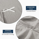 Hotel Soft Microfiber Duvet Cover Set-2000TC Quilt Cover Set & Pillowcases -1 Donna Cover Zipper Closure & 1 x Pillowcases-Breathable Bedding - Wrinkle, Fade, Stain Resistant(Silver-gray,Super King)