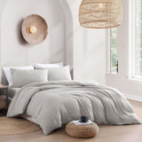 Hotel Soft Microfiber Duvet Cover Set-2000TC Quilt Cover Set & Pillowcases -1 Donna Cover Zipper Closure & 1 x Pillowcases-Breathable Bedding - Wrinkle, Fade, Stain Resistant(Silver-gray,Super King)