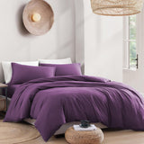 Hotel Soft Microfiber Duvet Cover Set-2000TC Quilt Cover Set & Pillowcases -1 Donna Cover Zipper Closure & 1 x Pillowcases-Breathable Bedding - Wrinkle, Fade, Stain Resistant(Purple,Super King)