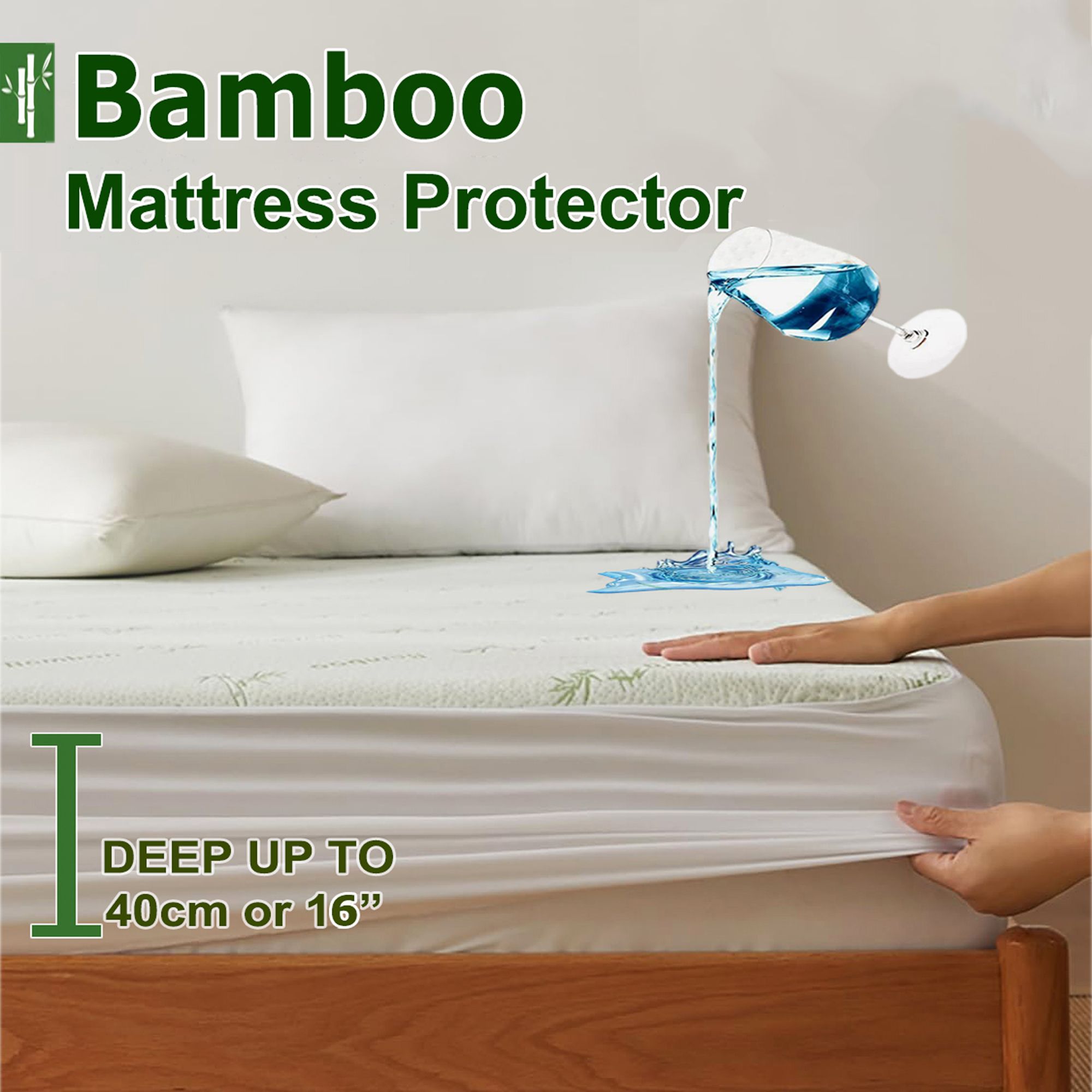 100% Waterproof King Mattress Protector, Breathable Mattress Cover King Size Bed, 3D Air Fabric Cooling Bed Pad Cover, Deep Pocket 40cm