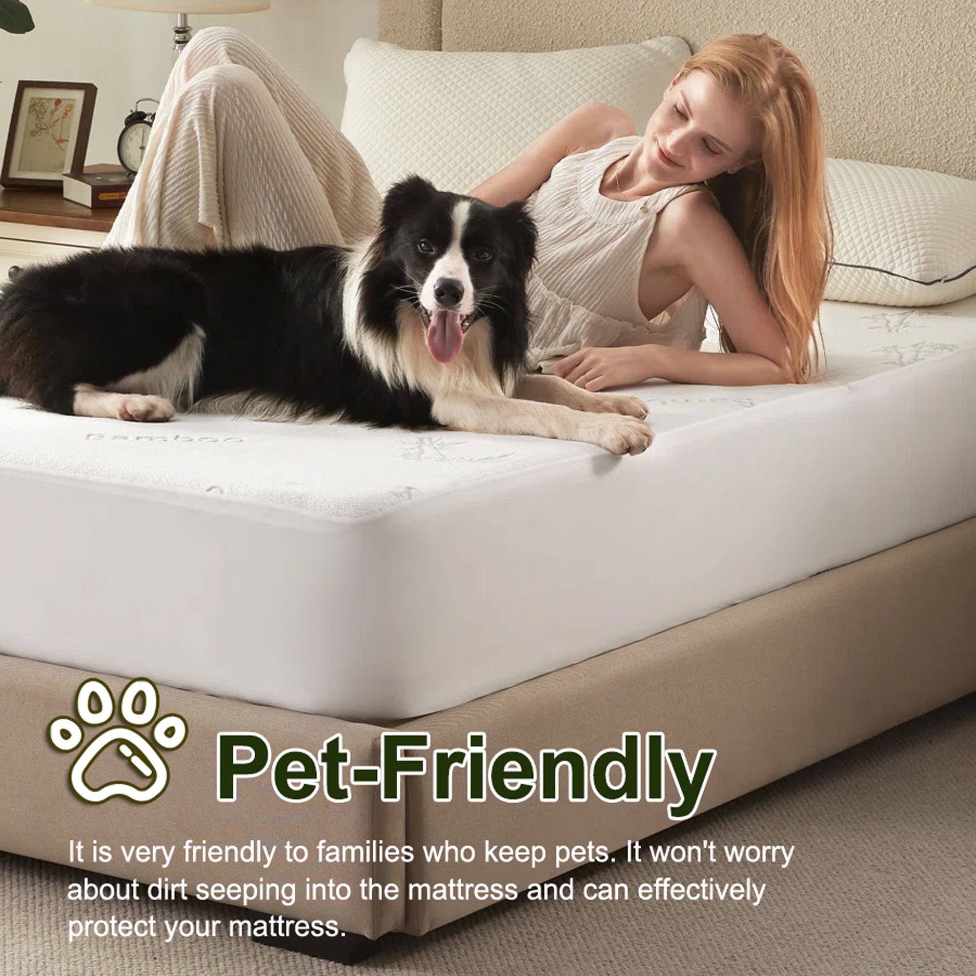100% Waterproof King Mattress Protector, Breathable Mattress Cover King Size Bed, 3D Air Fabric Cooling Bed Pad Cover, Deep Pocket 40cm