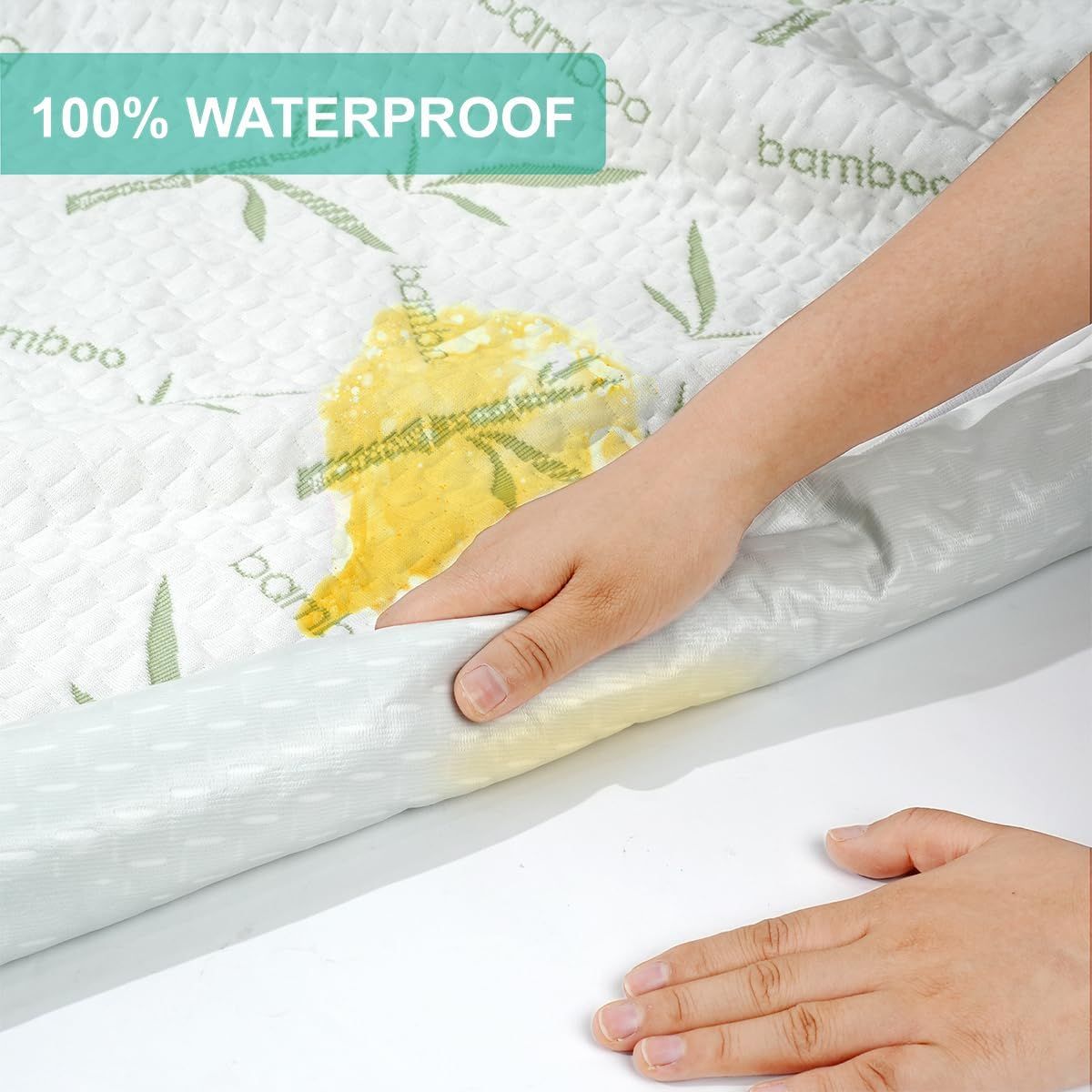 Waterproof Mattress Protector,Breathable Mattress Cover,3D Air Fabric Cooling Bed Pad Cover, Deep Pocket 40cm(Super King,Green)