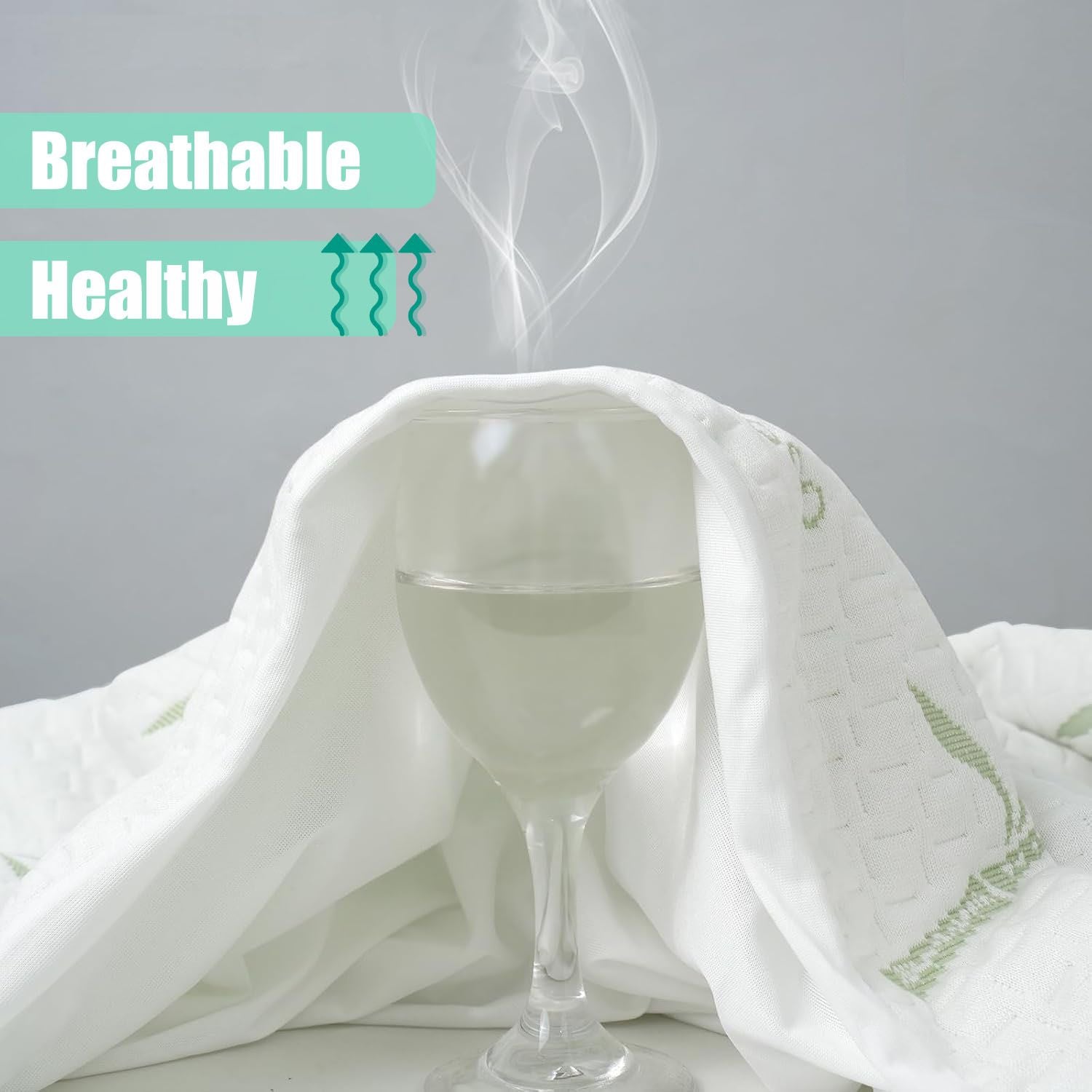 Waterproof Mattress Protector,Breathable Mattress Cover,3D Air Fabric Cooling Bed Pad Cover, Deep Pocket 40cm(Super King,Green)