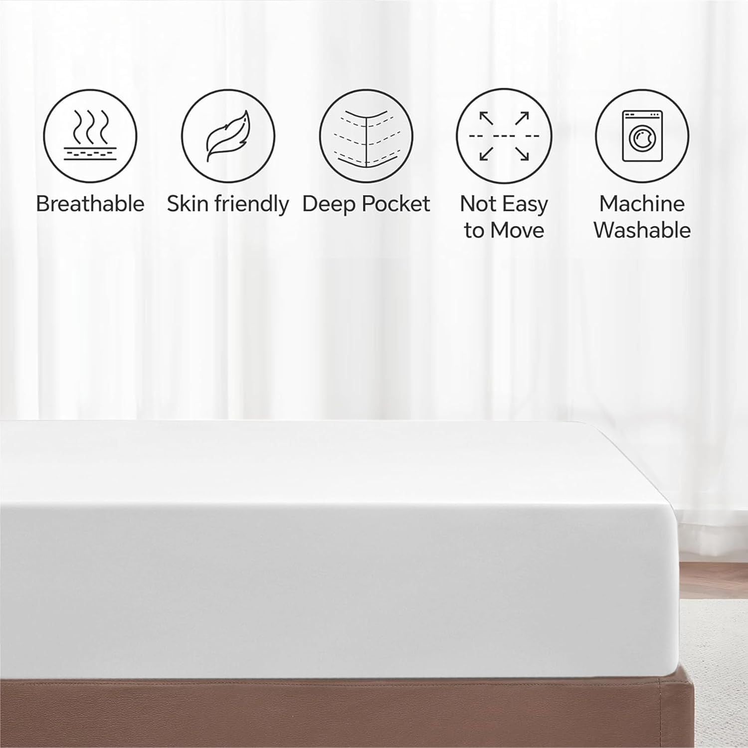 Hotel Quality Fitted Sheet - 1 Piece Fitted Sheet  -Breathable Bedding - Wrinkle, Fade, Stain Resistant- 16inch/40cm Deep Pocket Fitted Bed Sheet-Wrinkle and Fade Resistant,(White,Double)