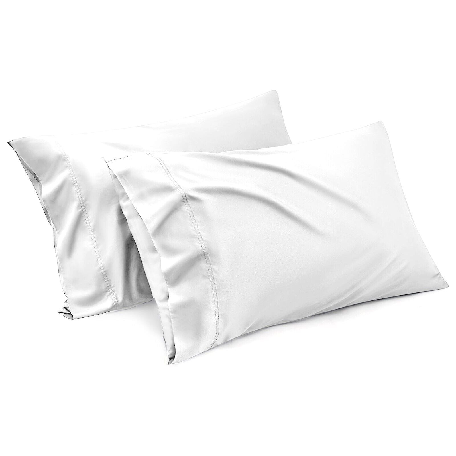 1000TC Ultra Soft Microfiber Pillowcases,Pair of Standard Pillow Covers,ï¼ˆWhite, Standard Size, 48x74 cm)