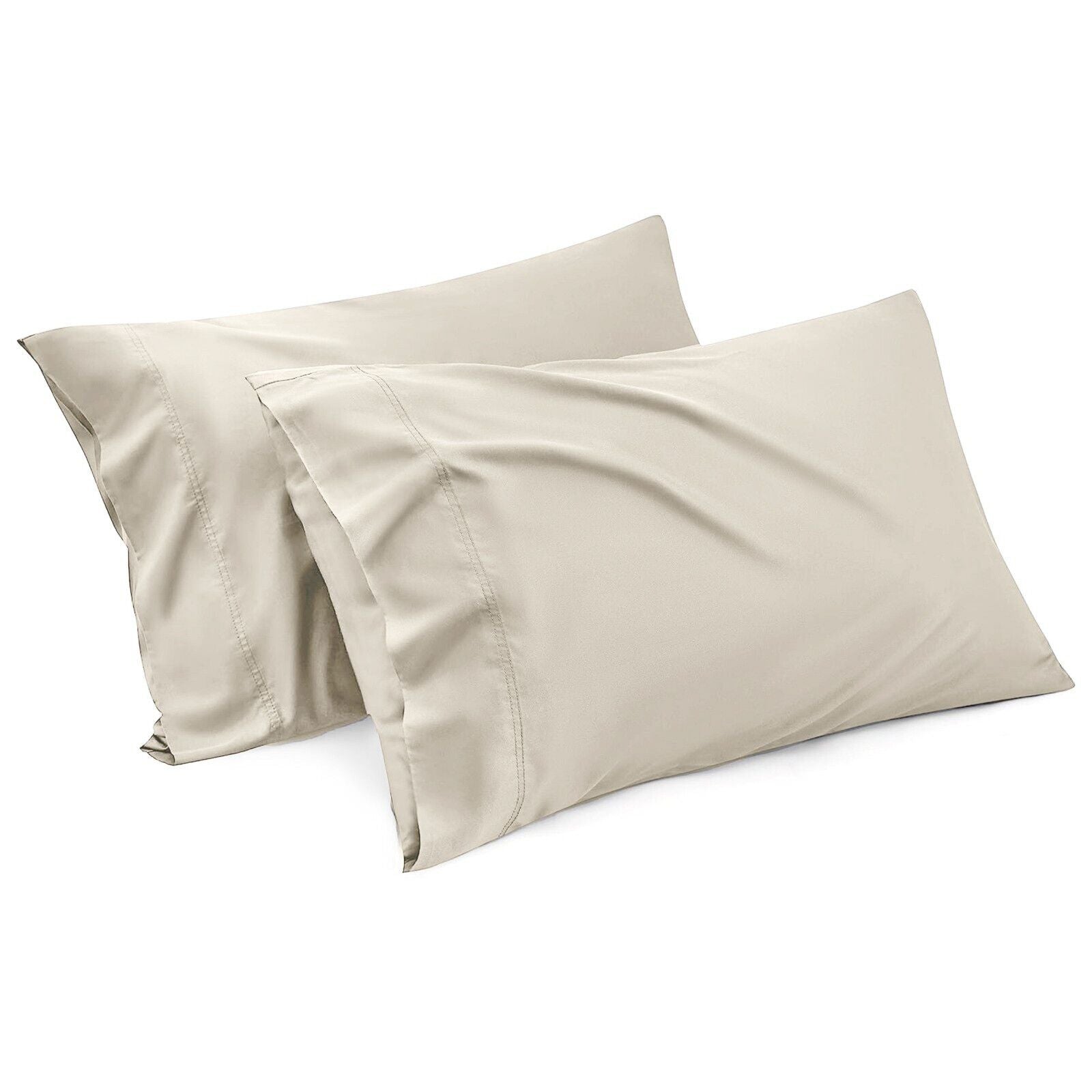 1000TC Ultra Soft Microfiber Pillowcases,Pair of Standard Pillow Covers,ï¼ˆcream, Standard Size, 48x74 cm)