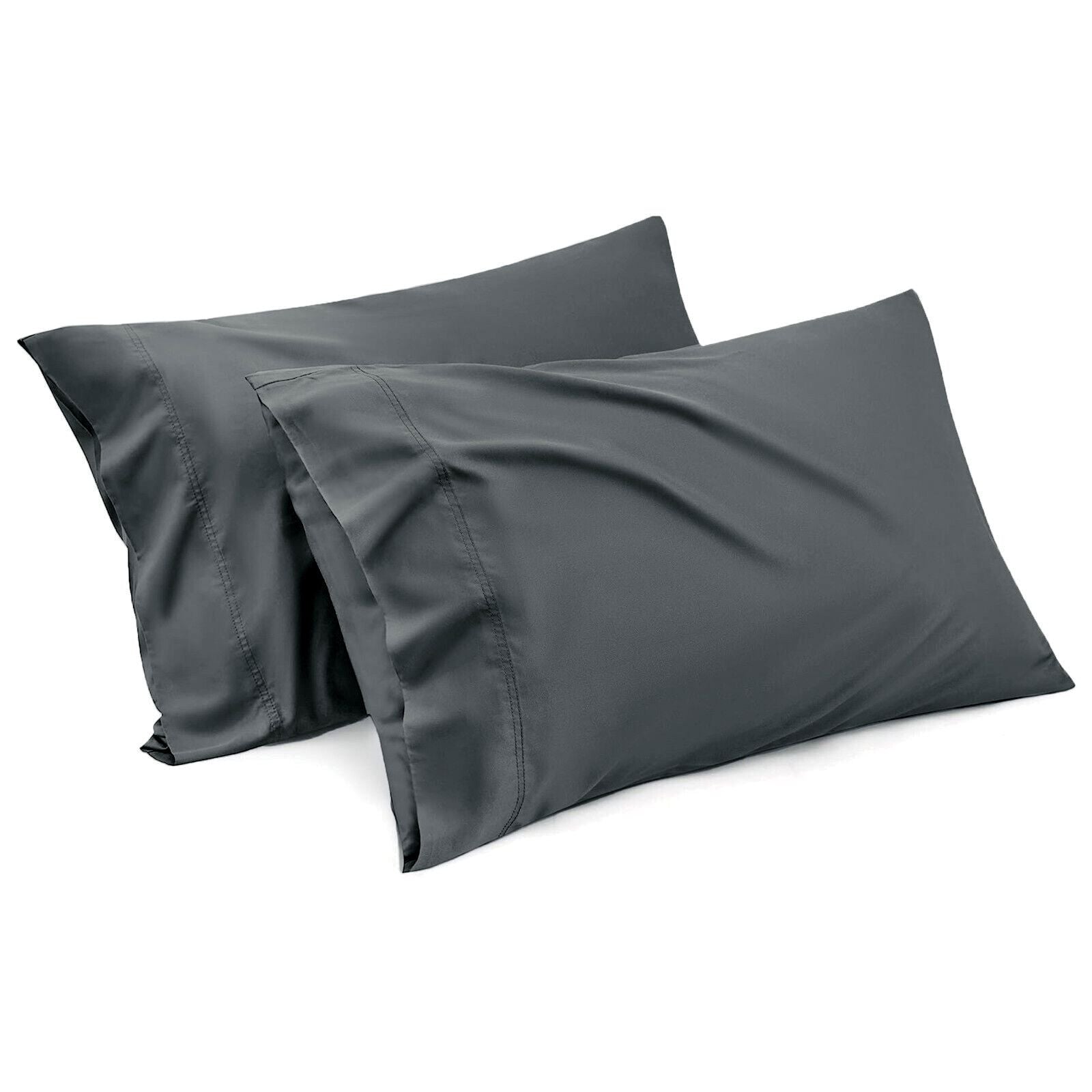 1000TC Ultra Soft Microfiber Pillowcases,Pair of Standard Pillow Covers,ï¼ˆDark gray, Standard Size, 48x74 cm)