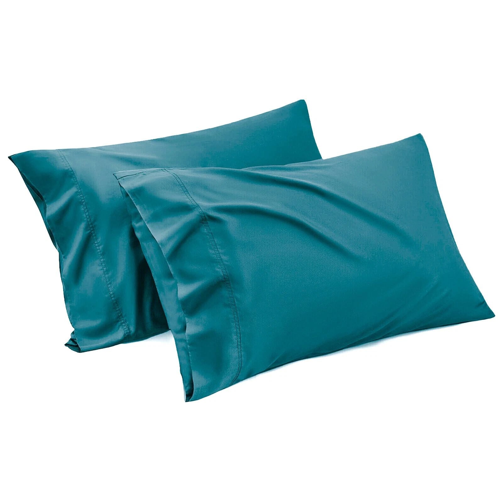 1000TC Ultra Soft Microfiber Pillowcases,Pair of Standard Pillow Covers,ï¼ˆBlue green, Standard Size, 48x74 cm)