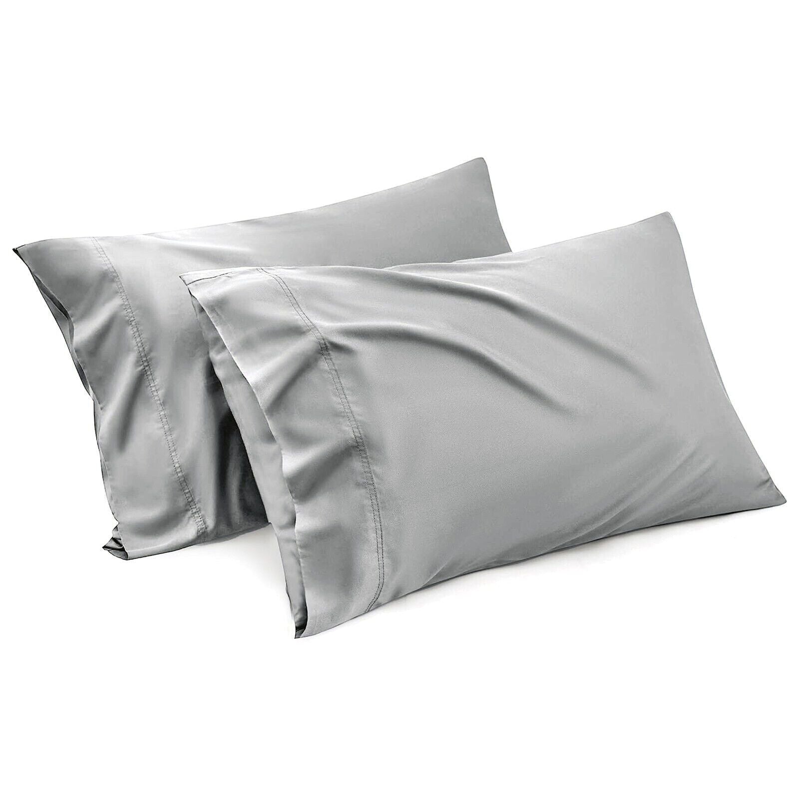 1000TC Ultra Soft Microfiber Pillowcases,Pair of Standard Pillow Covers,ï¼ˆSilver-gray, Standard Size, 48x74 cm)