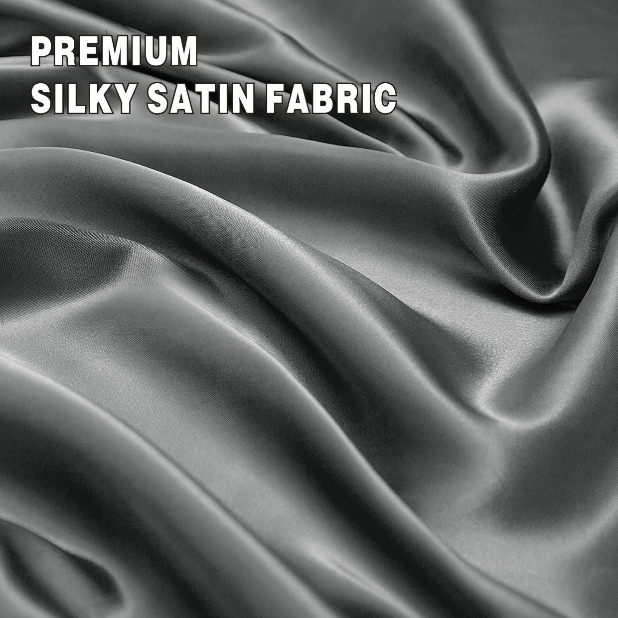Art Silk Satin Sheet Set Hotel 4 Pieces Fitted/Flat Sheet Bedding Set-Luxury Soft Silky Sheets for Hair and Skin, Similar to Silk Bed Sheets Set 4 Pieces(King,Grey)