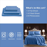 Art Silk Satin Sheet Set Hotel 4 Pieces Fitted/Flat Sheet Bedding Set-Luxury Soft Silky Sheets for Hair and Skin, Similar to Silk Bed Sheets Set 4 Pieces(Super King,Ocean)