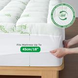 800GSM Mattress Topper Viscose Derived from Bamboo, Thick Pillowtop Fitted Mattress Cover with 45cm Deep Skirt - Machine Washable Hypoallergenic（King Single,Green）