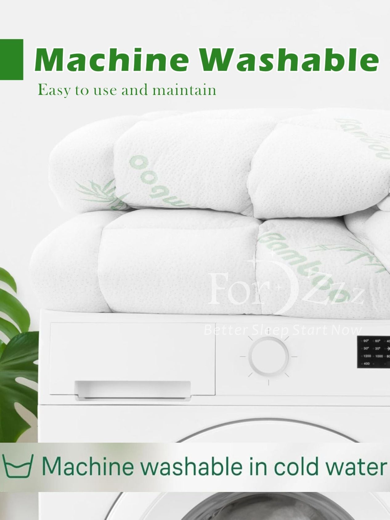 800GSM Mattress Topper Viscose Derived from Bamboo, Thick Pillowtop Fitted Mattress Cover with 45cm Deep Skirt - Machine Washable Hypoallergenicï¼ˆSingle,Greenï¼‰