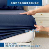 4 Piece Hotel Bamboo Cooling Sheet Set -Ultra Soft 2000TC Breathable Bed Sheets Set with 37 Centimetre Deep Pocket-Cooling Sheets for Hot Sleepers(Navy,Double)