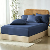 3 Piece Hotel Bamboo Cooling Fitted Sheet Set & Pillowcase -Ultra Soft 2000TC Breathable Fitted Bed Sheets Set with 37 Centimetre Deep Pocket-Cooling Sheets for Hot Sleepers(Navy,King)