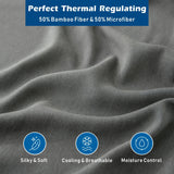 3 Piece Hotel Bamboo Cooling Sheet Set -Ultra Soft 2000TC Breathable Bed Sheets Set with 37 Centimetre Deep Pocket-Cooling Sheets for Hot Sleepers(Grey,King Single)
