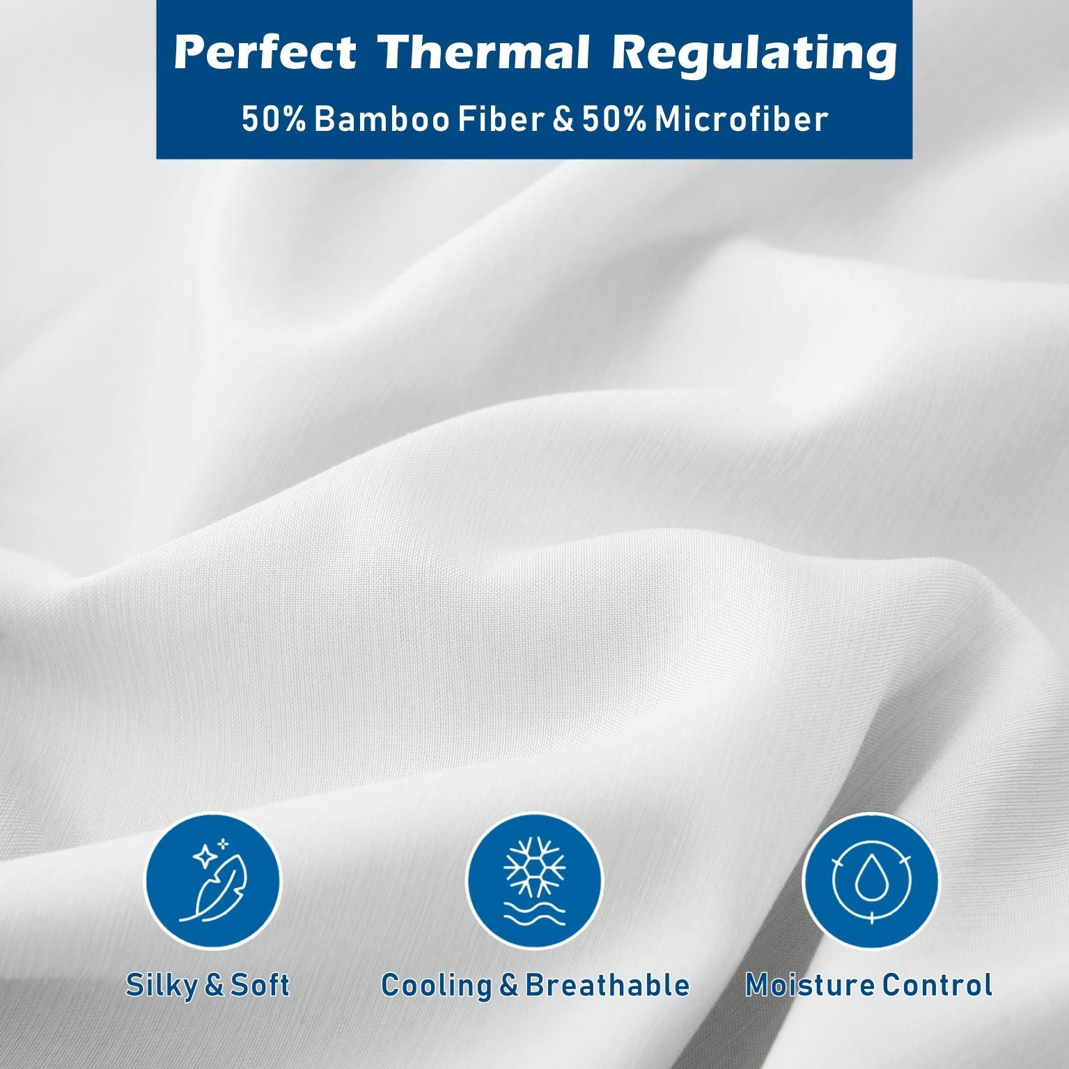4 Piece Hotel Bamboo Cooling Sheet Set -Ultra Soft 2000TC Breathable Bed Sheets Set with 37 Centimetre Deep Pocket-Cooling Sheets for Hot Sleepers(White,Queen)