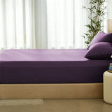 3 Piece Hotel Bamboo Cooling Fitted Sheet Set & Pillowcase -Ultra Soft 2000TC Breathable Fitted Bed Sheets Set with 37 Centimetre Deep Pocket-Cooling Sheets for Hot Sleepers(Purple,Super King)
