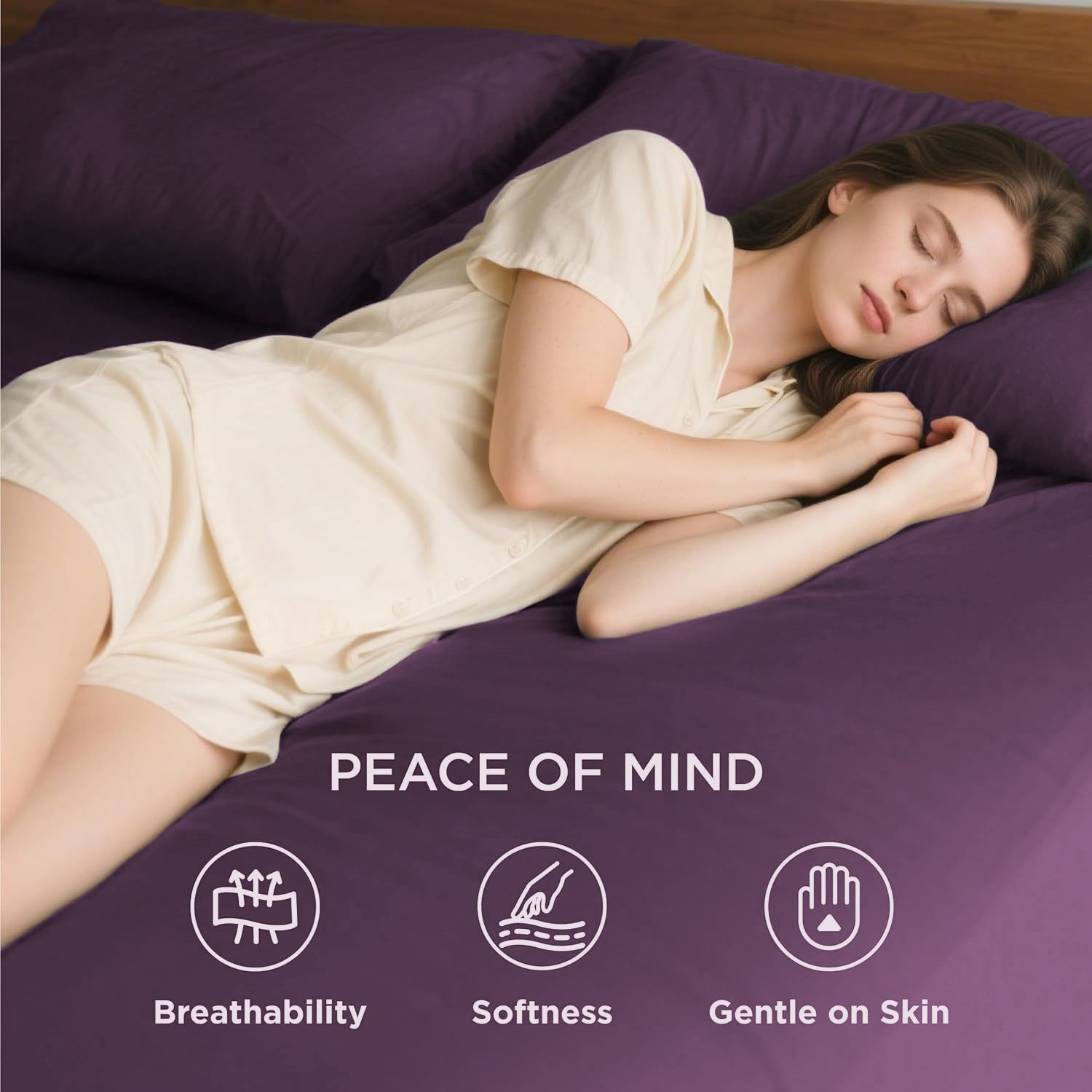 2000TC Hotel Quality Fitted Sheets - 2 Piece Fitted Sheets  -Breathable Bedding - Wrinkle, Fade, Stain Resistant- 16inch/40cm Deep Pocket Fitted Bed Sheets-Wrinkle and Fade Resistant,(Purple,King Single)