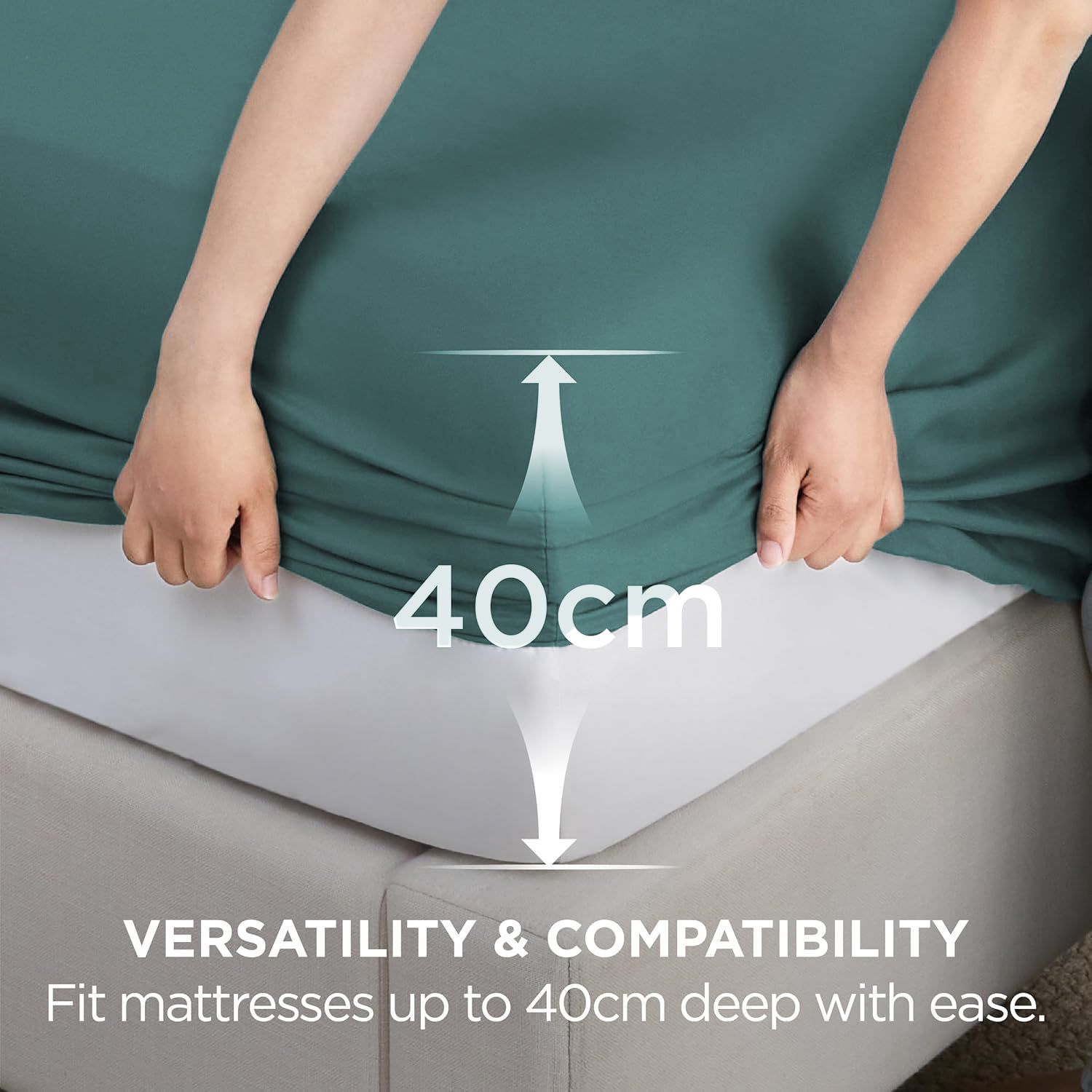 2000TC Hotel Quality Fitted Sheets - 2 Piece Fitted Sheets  -Breathable Bedding - Wrinkle, Fade, Stain Resistant- 16inch/40cm Deep Pocket Fitted Bed Sheets-Wrinkle and Fade Resistant,(Biscay blue,Queen)