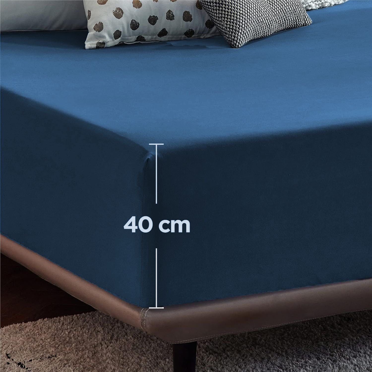 2000TC Hotel Quality Fitted Sheets - 2 Piece Fitted Sheets  -Breathable Bedding - Wrinkle, Fade, Stain Resistant- 16inch/40cm Deep Pocket Fitted Bed Sheets-Wrinkle and Fade Resistant,(Royal blue,Single)