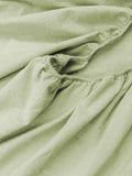 100% Cotton Fitted Sheet - Super Soft 40cm Deep Pocket Bottom Sheets - White Elastic Sheet（Double,Green beans)