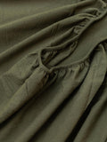 100% Cotton Fitted Sheet - Super Soft 40cm Deep Pocket Bottom Sheets - White Elastic Sheet（Double,Olive green)