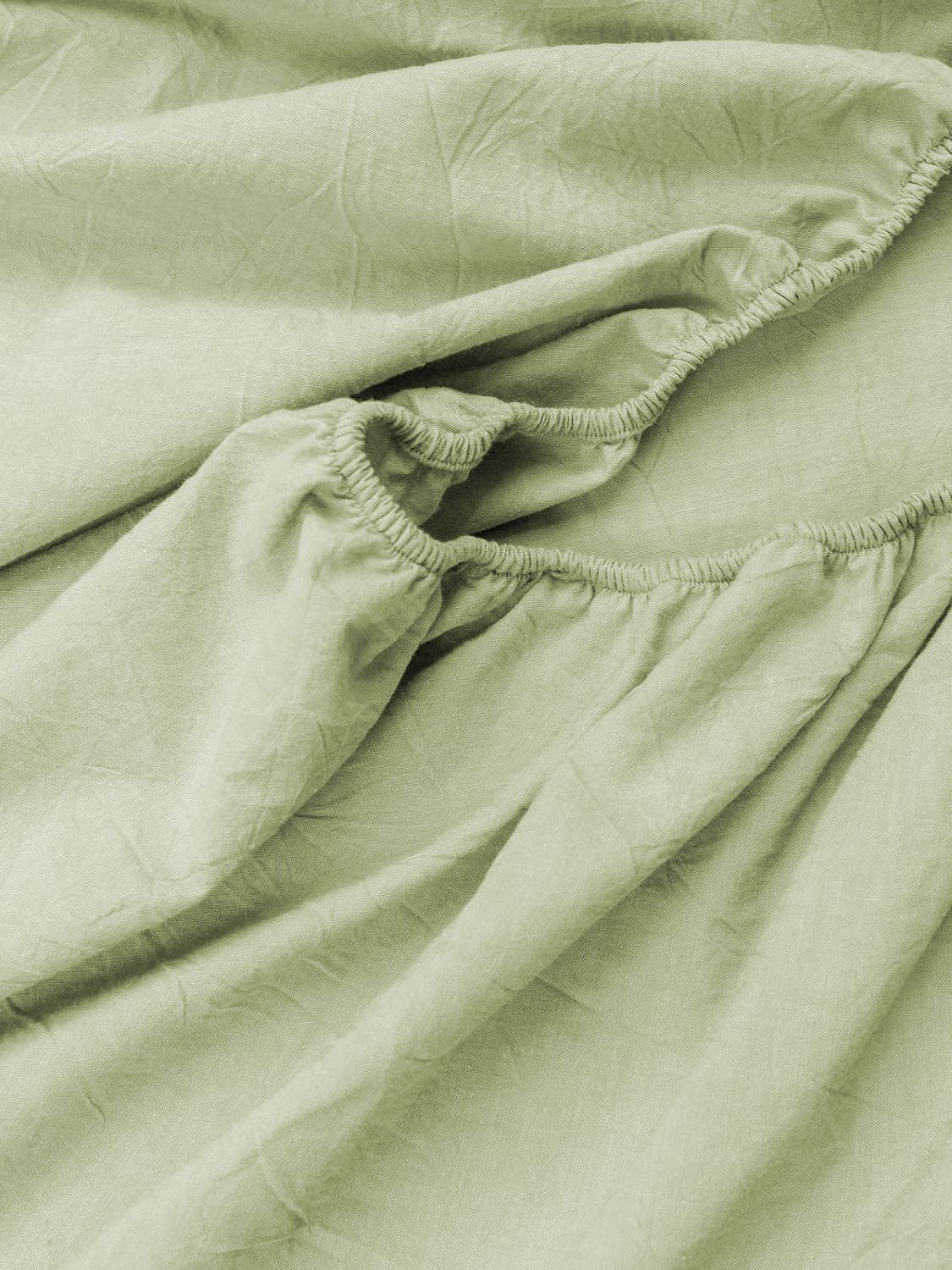 100% Cotton Fitted Sheet - Super Soft 40cm Deep Pocket Bottom Sheets - White Elastic Sheet（King,Green beans)