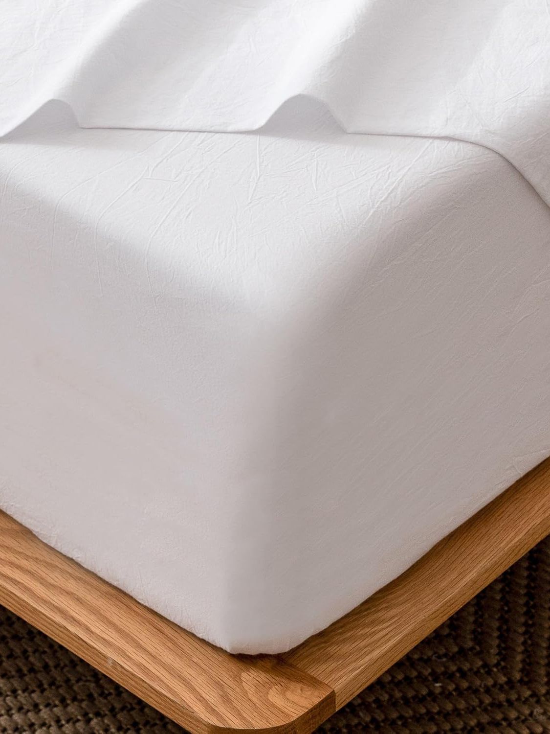 100% Cotton Fitted Sheet - Super Soft 40cm Deep Pocket Bottom Sheets - White Elastic Sheet（Queen,White)