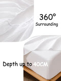 100% Cotton Fitted Sheet - Super Soft 40cm Deep Pocket Bottom Sheets - White Elastic Sheet（Super King,White)