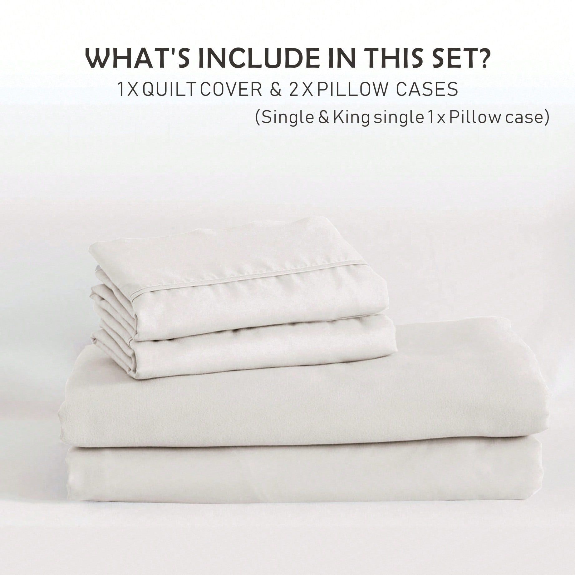 Hotel Soft Microfiber Duvet Cover Set-2000TC Quilt Cover Set & Pillowcases -1 Donna Cover Zipper Closure & 1 x Pillowcases-Breathable Bedding - Wrinkle, Fade, Stain Resistant(Raw white,Double)