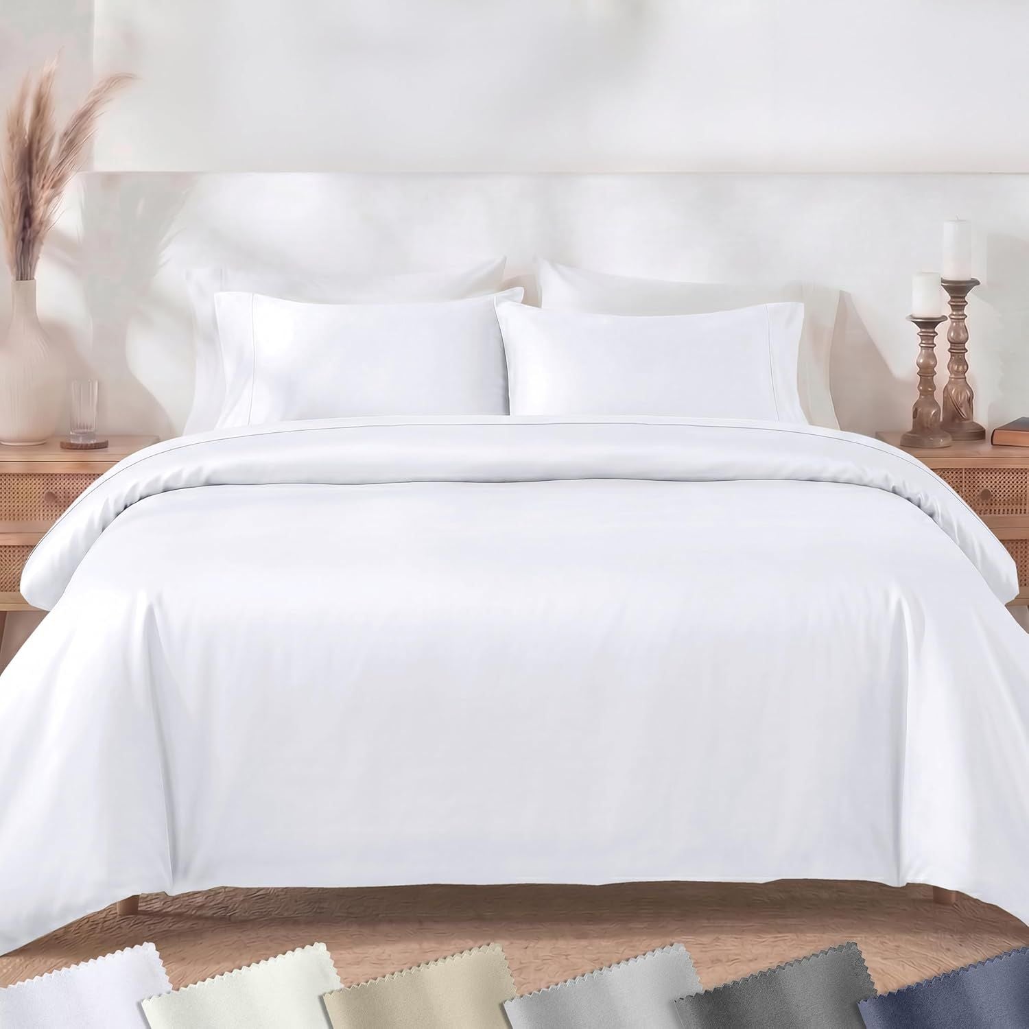 Hotel Soft Microfiber Duvet Cover Set-2000TC Quilt Cover Set & Pillowcases -1 Donna Cover Zipper Closure & 1 x Pillowcases-Breathable Bedding - Wrinkle, Fade, Stain Resistant(White,King Single)