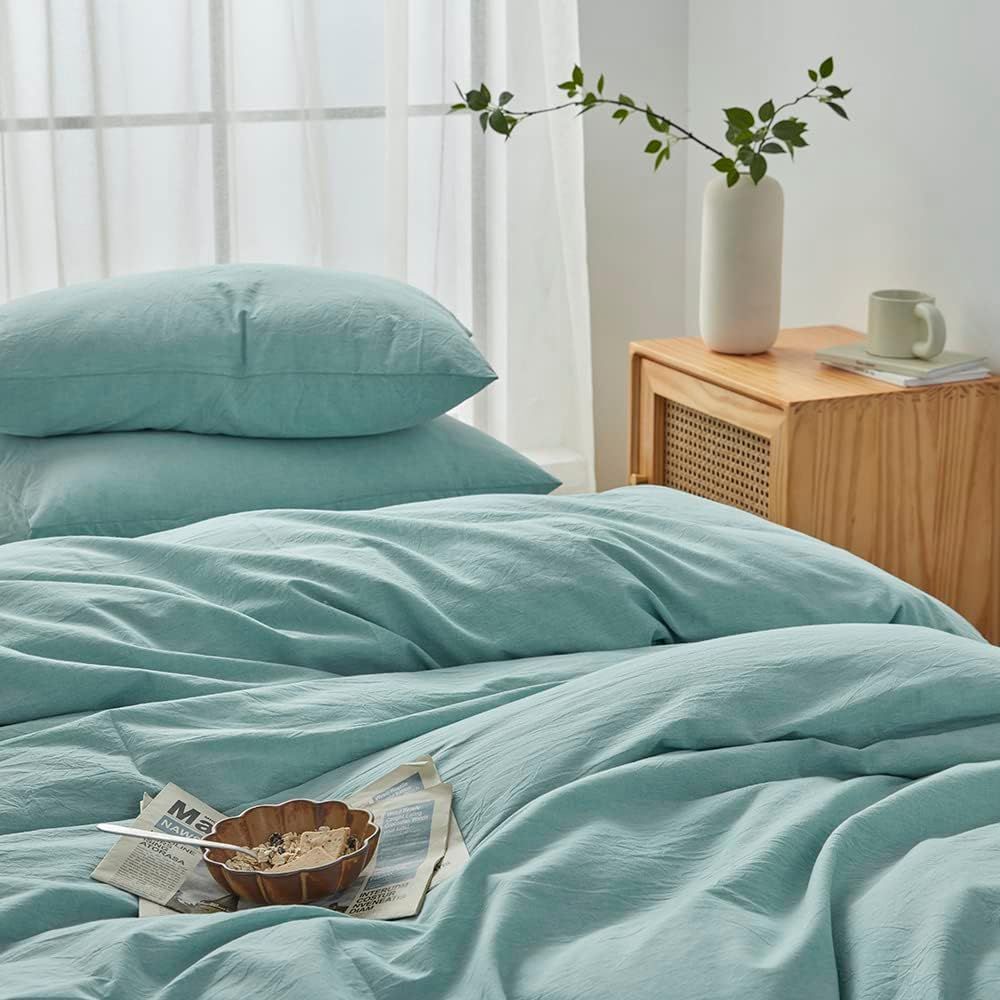 Hotel Soft Microfiber Duvet Cover Set-2000TC Quilt Cover Set & Pillowcases -1 Donna Cover Zipper Closure & 1 x Pillowcases-Breathable Bedding - Wrinkle, Fade, Stain Resistant(Ice Blue,King Single)