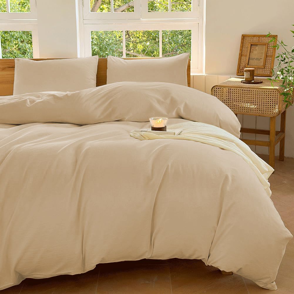 Hotel Soft Microfiber Duvet Cover Set-2000TC Quilt Cover Set & Pillowcases -1 Donna Cover Zipper Closure & 1 x Pillowcases-Breathable Bedding - Wrinkle, Fade, Stain Resistant(Camel Beige,King Single)