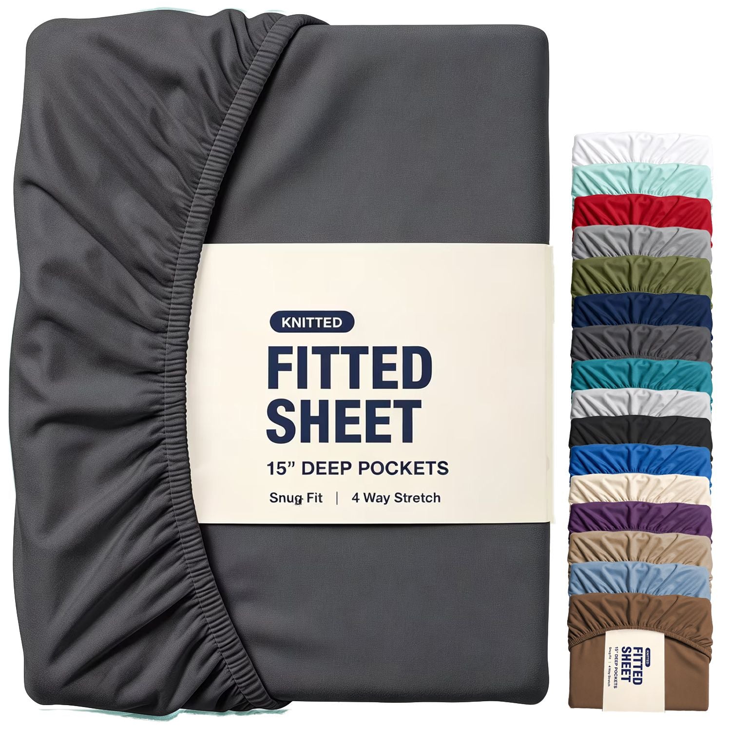 Hotel Quality Fitted Sheet - 1 Piece Fitted Sheet  -Breathable Bedding - Wrinkle, Fade, Stain Resistant- 16inch/40cm Deep Pocket Fitted Bed Sheet-Wrinkle and Fade Resistant,(Dark gray,King Single)