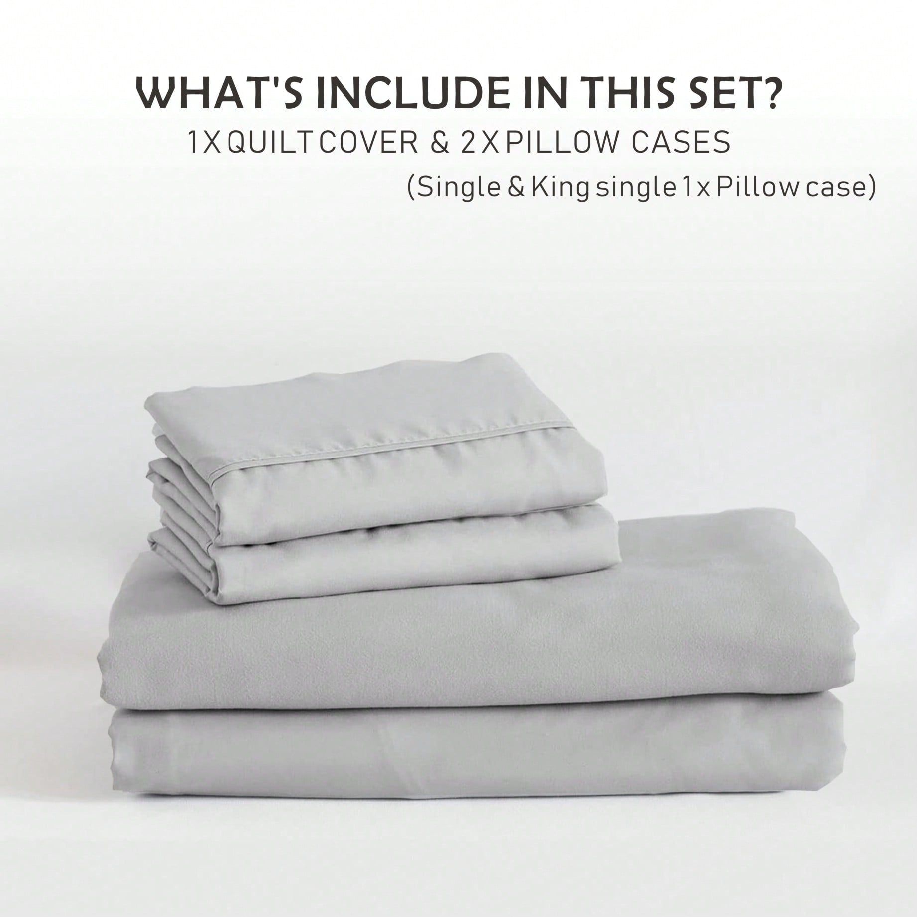 Hotel Soft Microfiber Duvet Cover Set-2000TC Quilt Cover Set & Pillowcases -1 Donna Cover Zipper Closure & 1 x Pillowcases-Breathable Bedding - Wrinkle, Fade, Stain Resistant(Silver-gray,Queen)