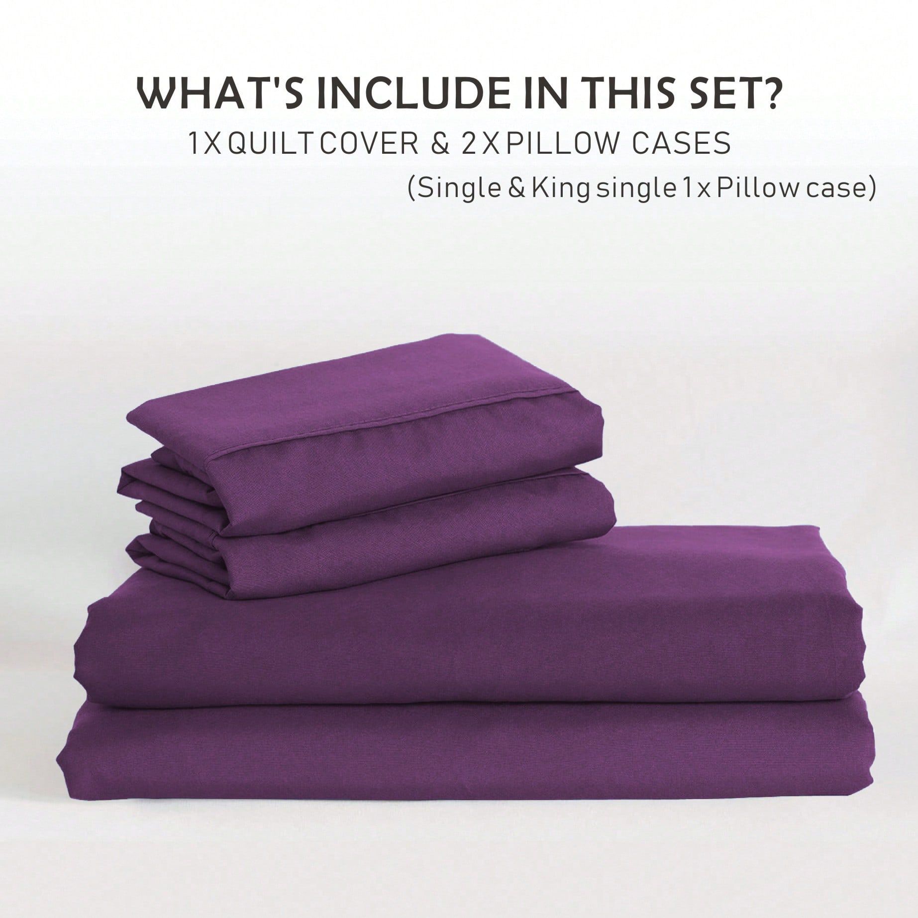 Hotel Soft Microfiber Duvet Cover Set-2000TC Quilt Cover Set & Pillowcases -1 Donna Cover Zipper Closure & 1 x Pillowcases-Breathable Bedding - Wrinkle, Fade, Stain Resistant(Purple,Queen)
