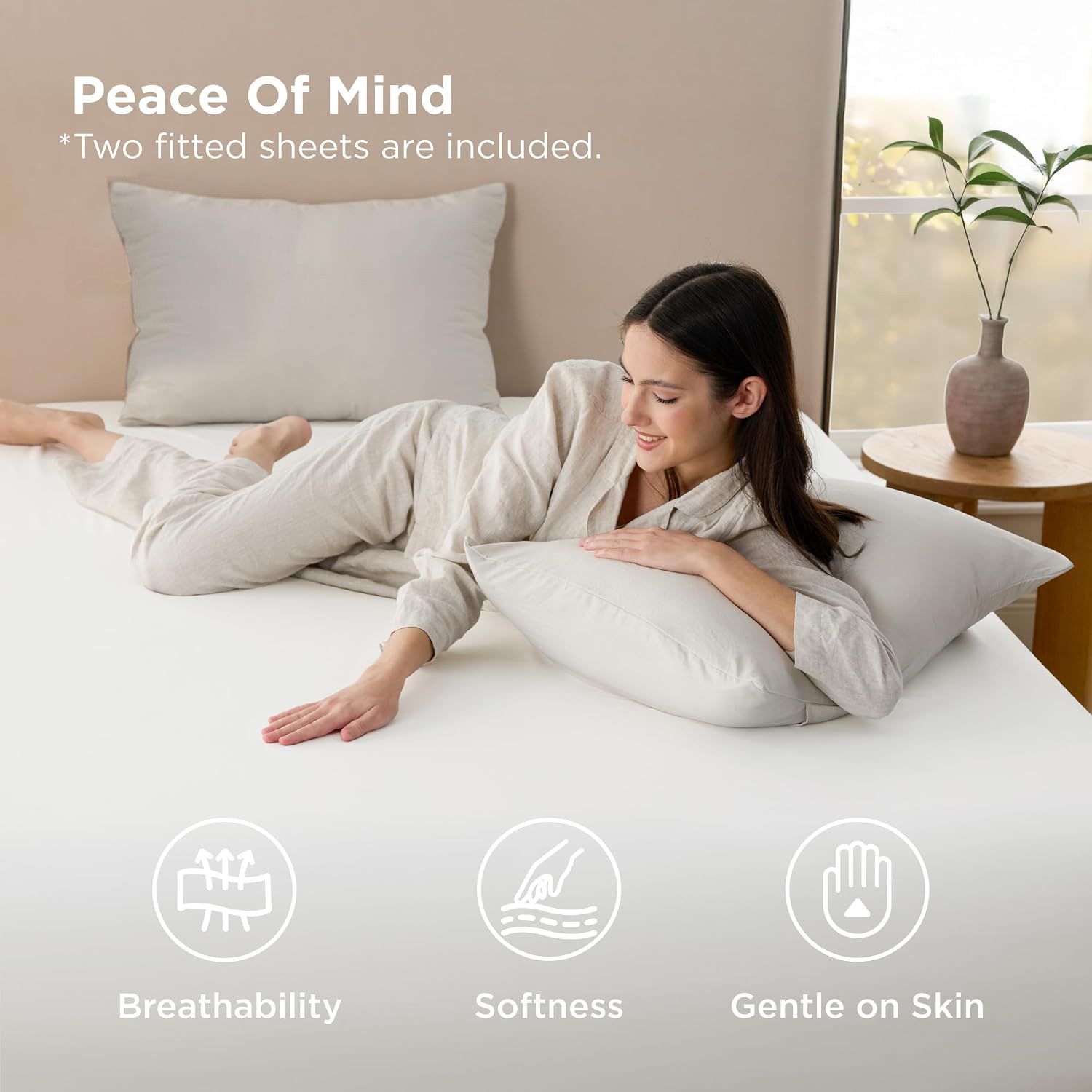 Hotel Soft Bed Sheet Set- Bedding Sheets & Pillowcases -Breathable Bedding - Wrinkle, Fade, Stain Resistant-Deep Pocket Flat Fitted Bed Sheet Set(Raw white,Queen)