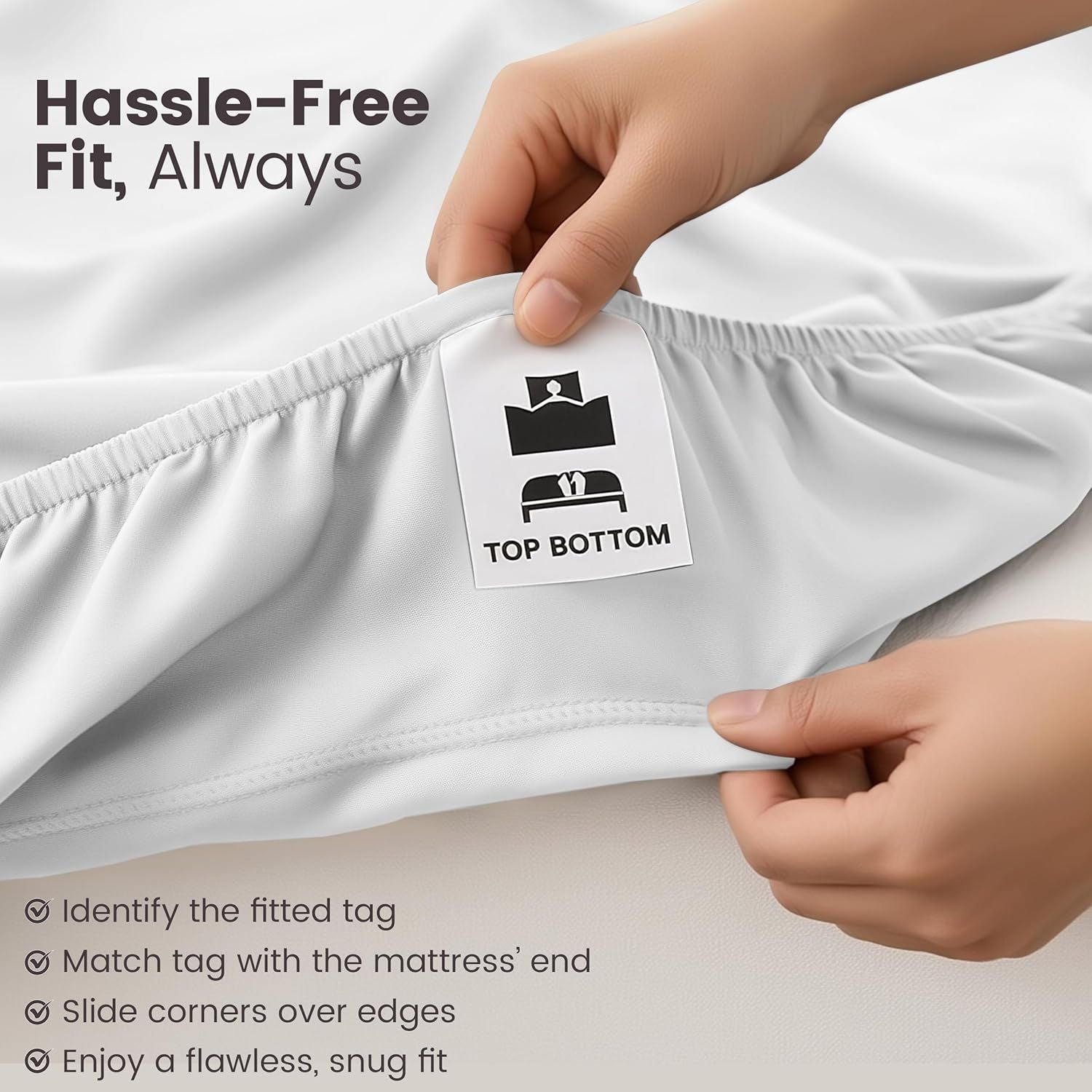 Hotel Quality Fitted Sheet - 1 Piece Fitted Sheet  -Breathable Bedding - Wrinkle, Fade, Stain Resistant- 16inch/40cm Deep Pocket Fitted Bed Sheet-Wrinkle and Fade Resistant,(White,Queen)