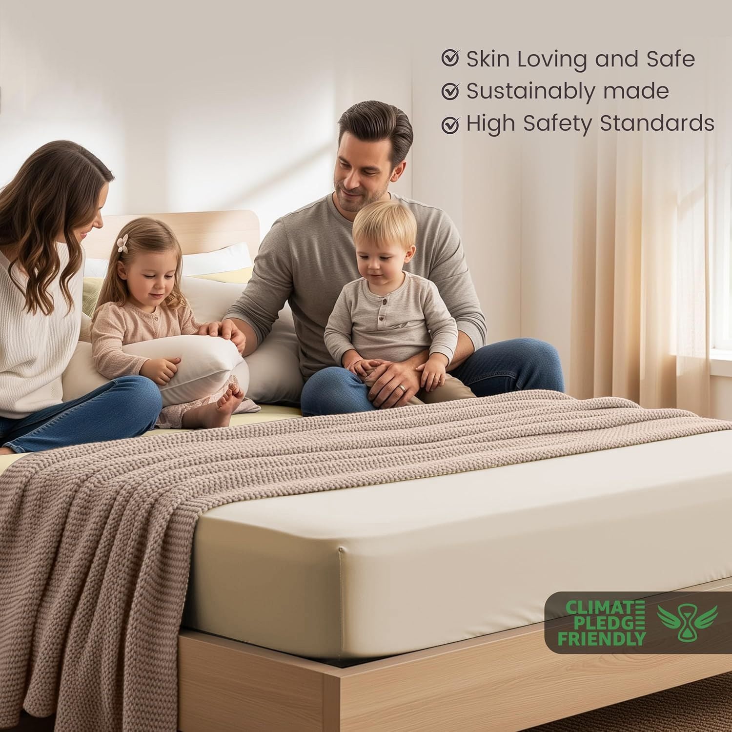 Hotel Quality Fitted Sheet - 1 Piece Fitted Sheet  -Breathable Bedding - Wrinkle, Fade, Stain Resistant- 16inch/40cm Deep Pocket Fitted Bed Sheet-Wrinkle and Fade Resistant,(Cream White,Queen)