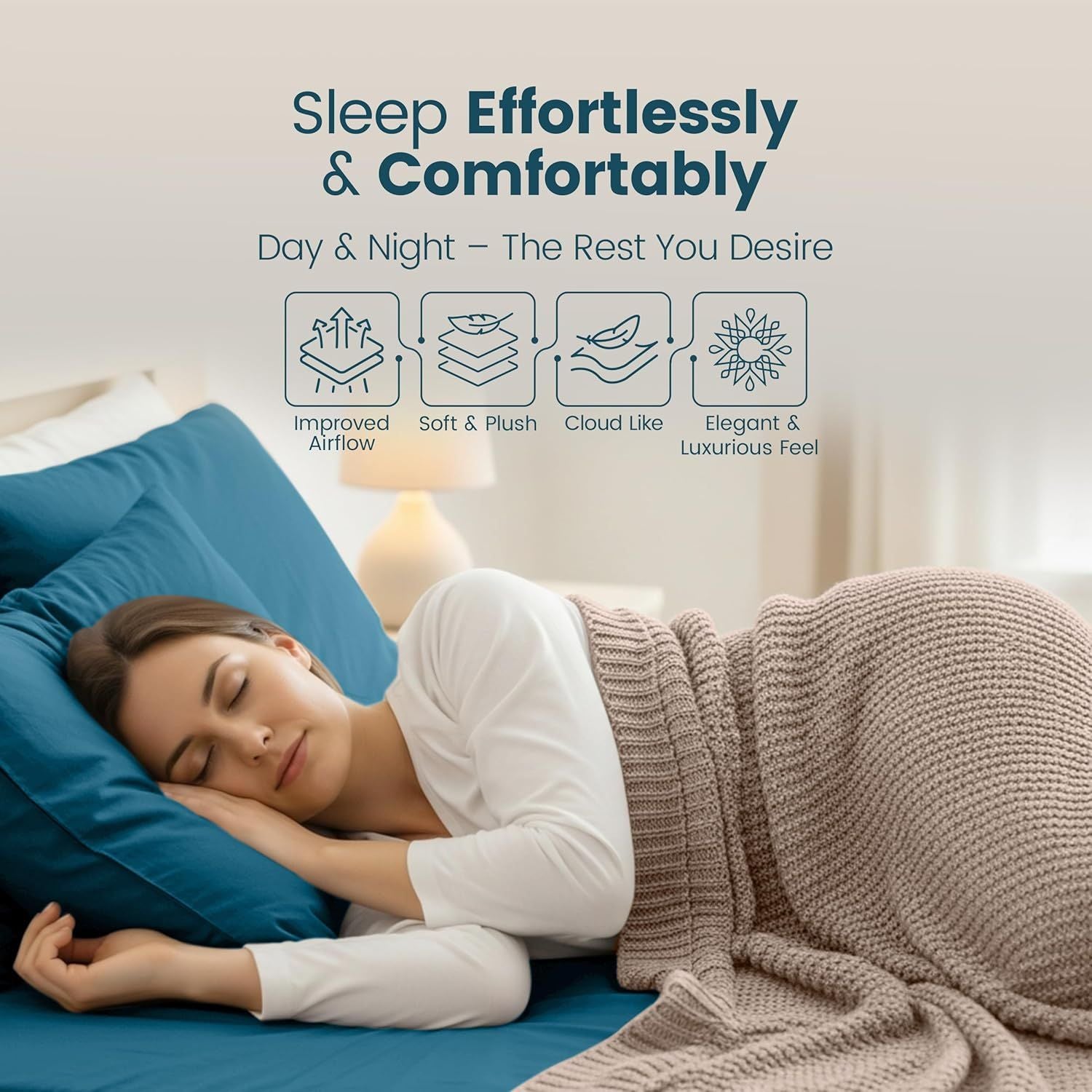 Hotel Quality Fitted Sheet - 1 Piece Fitted Sheet  -Breathable Bedding - Wrinkle, Fade, Stain Resistant- 16inch/40cm Deep Pocket Fitted Bed Sheet-Wrinkle and Fade Resistant,(Biscay blue,Queen)